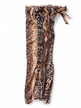 Animal Print Satin Maxi Skirt - Brown Multi